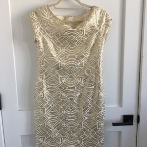 Marchessa White and Gold Dress size 8